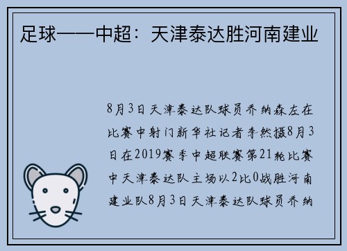 足球——中超：天津泰达胜河南建业